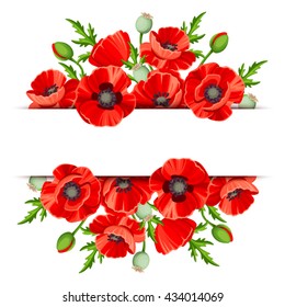 Vector background banner with red poppies.