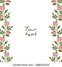 Vector background with barberry; vertical berry borders for greeting cards, invitations, posters, banners, packaging.