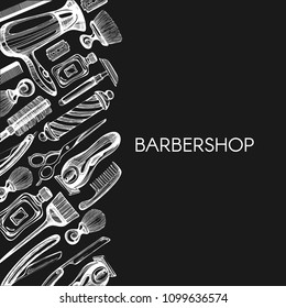 Vector Background With Barbershop Elements On The Blackboard