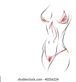 VECTOR Background with the bared beautiful girl in bikini