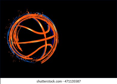vector background for basketball, bright, glowing blue, design competition for high school, college, grunge ball