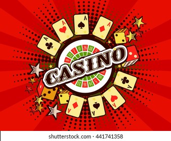 vector background beams casino with the attributes and signs of winning and luck