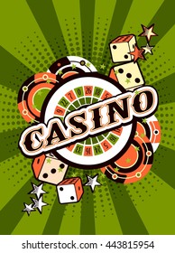 vector background beams casino with the attributes and signs of winning and luck