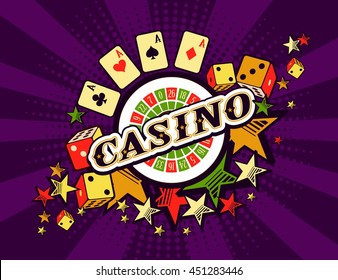 vector background beams casino with the attributes and signs of winning and luck