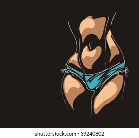 VECTOR Background with the beautiful bared girl