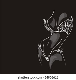 VECTOR Background with the beautiful bared woman