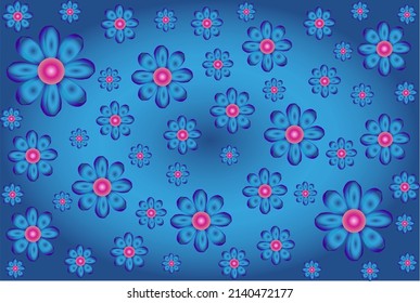 Vector background with beautiful blooming blue flowers, color gradient