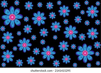 Vector background with beautiful blooming blue flowers, color gradient
