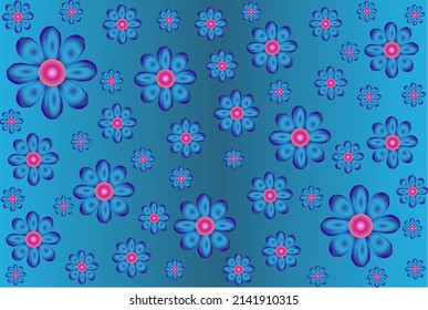 Vector background with beautiful blooming blue flowers, color gradient