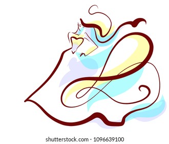 vector background with a beautiful bride in a wedding dress, logotype. girl , woman,  model , beauty