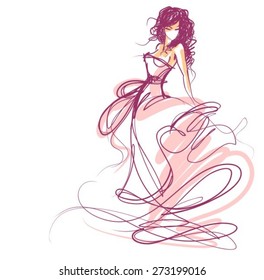 VECTOR BACKGROUND WITH A BEAUTIFUL BRIDE IN A WEDDING DRESS
 - Shutterstock ID 273199016