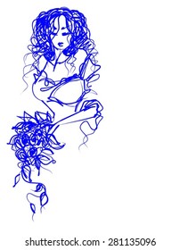 vector background with a beautiful bride in a wedding dress