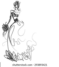 vector background with a beautiful bride in a wedding dress