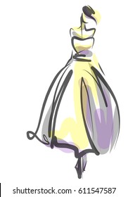 vector background with a beautiful bride in a wedding dress. Graphic drawing sketch with woman. Holiday  celebration.