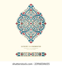 Vektorhintergrund mit wunderschönen Blumenverzierungen. Traditionelles türkisches, indisches Muster. Ideal für Gewebe und Textilien, Tapeten, Verpackungen oder jede erwünschte Idee.