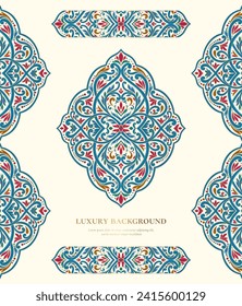 Vector background with beautiful floral ornaments. Traditional Turkish, Indian pattern. Great for fabric and textile, wallpaper, packaging or any desired idea.