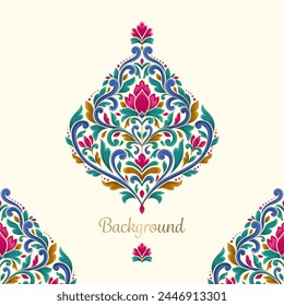 Vector background with beautiful floral ornaments. Traditional Turkish, Indian pattern. Great for fabric and textile, wallpaper, packaging or any desired idea.