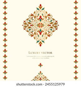 Fondo de Vector con hermosos adornos florales. Tradicional turco, patrón indio. Ideal para tela y textil, Fondo de pantalla, embalaje o cualquier idea deseada.