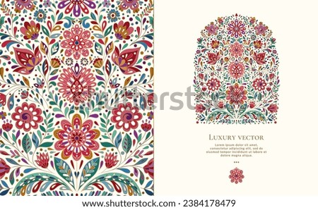 Vector background with beautiful floral ornaments. Traditional Turkish, Indian pattern. Great for fabric and textile, wallpaper, packaging or any desired idea.