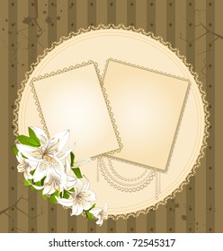 Vector background with beautiful flowers and lace ornaments