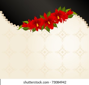 Vector background with beautiful flowers and lace ornaments