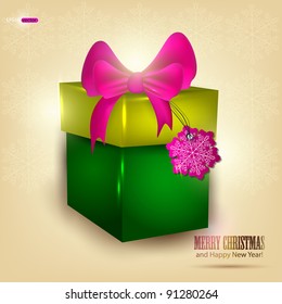 Vector background with beautiful gift and place for text.