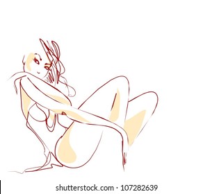Vector  background with a beautiful girl