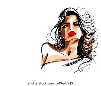 Vector background with beautiful girl