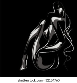 VECTOR Background with the beautiful girl