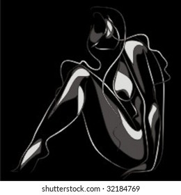 VECTOR Background with the beautiful girl
