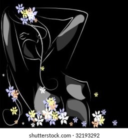 VECTOR Background with the beautiful girl