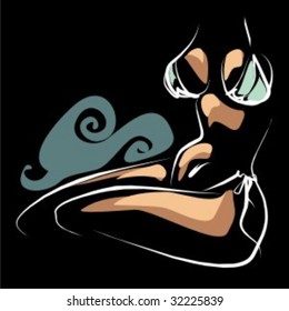 VECTOR background with the beautiful girl