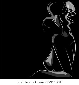 VECTOR Background with the beautiful girl