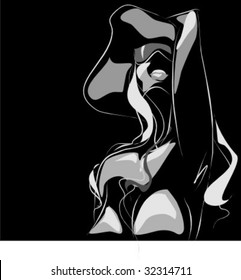 VECTOR Background with the beautiful girl