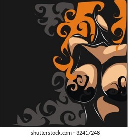 VECTOR Background with the beautiful girl