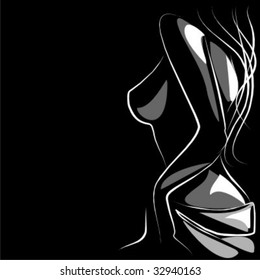 VECTOR Background with the beautiful girl