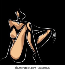 VECTOR Background with the beautiful girl