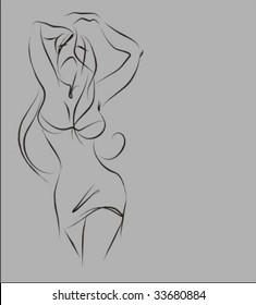 VECTOR Background with the beautiful girl