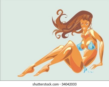 VECTOR  Background with the beautiful girl