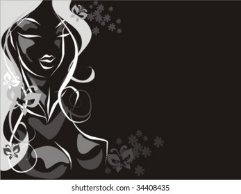 VECTOR  Background with the beautiful girl