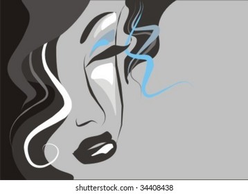 VECTOR  Background with the beautiful girl