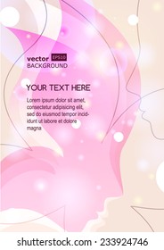Vector Background With Beautiful Girl Silhouette. Woman's Face In Butterfly Wings. Abstract Design Concept For Beauty Salon, Spa, Cosmetic Shop, Flyer, Brochure, Cover, Banner, Placard.