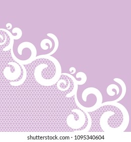 vector background with beautiful lace, white and lilac color