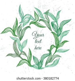 Vector background with beautiful line leaves
