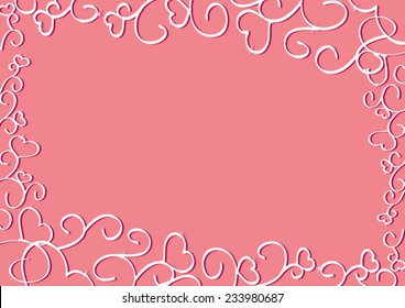 Vector background with beautiful pink hearts