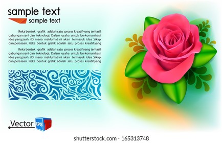 vector background with beautiful pink rose
