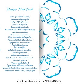 Vector background with beautiful shiny snowflake with place for text. Postcard template