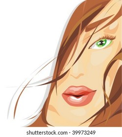 VECTOR background with a beautiful woman's face