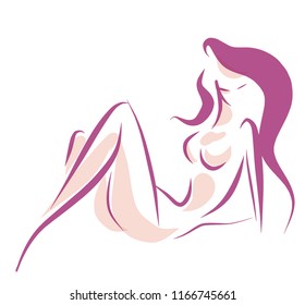 VECTOR Background with the beautiful young    girl , woman,  model , beauty, logotype