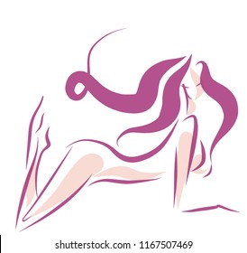 VECTOR Background with the beautiful young    girl , woman,  model , beauty, logotype